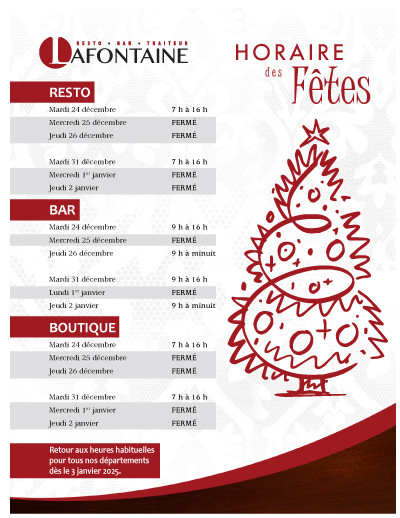 Menu traiteur des Fêtes 2024